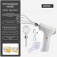 Electric Handheld Egg Whisk and Cream Whipper Set with Egg White Separator J-8 White Dual-Head Automatic Mixer Kit