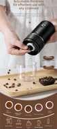Portable Electric Coffee Grinder Wireless Rechargeable Burr Mill with Cleaning Brush Automatic Bean Grinder MDJ-13 White