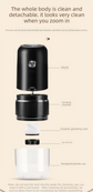 Portable Electric Coffee Grinder Wireless Rechargeable Burr Mill with Cleaning Brush Automatic Bean Grinder MDJ-13 White