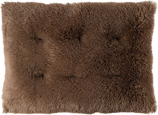 Luxury Long Plush Pet Bed Mat Faux Fur Crate Pad 45x30cm Dark Offee Soft Warm Cushion for Cats & Small Dogs