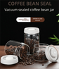 1200ml Large Vacuum Sealed Glass Canister - One-Press Airtight Food Storage Jar - High Borosilicate Coffee Bean Container & Pantry Organiser (White Lid)