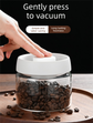 1200ml Large Vacuum Sealed Glass Canister - One-Press Airtight Food Storage Jar - High Borosilicate Coffee Bean Container & Pantry Organiser (White Lid)