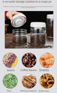1200ml Large Vacuum Sealed Glass Canister - One-Press Airtight Food Storage Jar - High Borosilicate Coffee Bean Container & Pantry Organiser (White Lid)