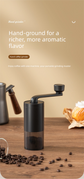 Manual Hand-Crank Coffee Grinder Precision Burr Mill with Adjustable Settings and Cleaning Brush MDJ-09 Matte Black