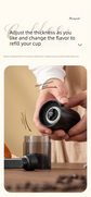 Manual Hand-Crank Coffee Grinder Precision Burr Mill with Adjustable Settings and Cleaning Brush MDJ-09 Matte Black