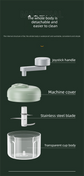 Manual Garlic Chopper & Food Processor 250ml Portable 3-Speed Hand-Crank Mincer – Green Large Capacity Edition