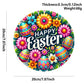 3 PCS Easter Wooden Hanging Signs Round Wall Decor Bunny and Egg Designs 20cm Front Door Plaque