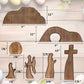 Easter Resurrection Scene Set Mini Wooden Figurine Ornament – Handcrafted Cross & Tomb Creative Tabletop Decoration
