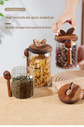 800ml Premium Borosilicate Glass Storage Jar with Acacia Wood Lid & Integrated Spoon – Airtight Moisture-Proof Kitchen Canister for Tea, Coffee, and Spices