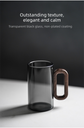 Smoky Grey Glass Tea Cup with Wooden Handle 360ml Heat-Resistant Hand-Blown Coffee Mug Modern Minimalist Drinkware
