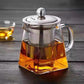 450ml Heat Resistant Glass Teapot with 304 Stainless Steel Infuser Square Base Loose Leaf Tea Maker for Home Office