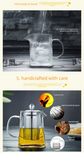 550ml Heat Resistant Glass Teapot with 304 Stainless Steel Infuser Thickened Square Base Loose Leaf Tea Maker for Home Office