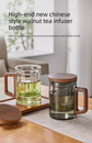 400ml Borosilicate Glass Tea Mug with Infuser and Walnut Wood Handle Clear Loose Leaf Teacup for Home Office