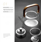 1500ml Heat Resistant Glass Teapot with Bamboo Handle and Glass Infuser Loose Leaf Tea Maker for Home