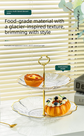 2-Tier Modern Fruit & Snack Stand – Green Reinforced Tiered Platter with Durable Iron Art Support for Home, Reception, and Office