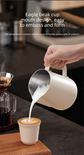 350ml Stainless Steel Milk Frothing Pitcher with Latte Art Pen Pointed Spout Steaming Jug Set for Home Baristas White