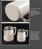 350ml Stainless Steel Milk Frothing Pitcher Pointed Spout Steaming Jug with Measurement Marks for Latte Art Home Baristas White