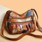 Lightweight PU Leather Pleated Shoulder Bag with Contrast Color Patchwork - Multi-Zipper Large Capacity Satchel for Women