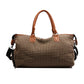 Brown Large Capacity Knitted Travel Bag with Shoe-Zone - Weekend Overnight & Carry-on Gym Bag