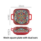 9-Inch Underglaze Ceramic Square Serving Plate with Dual Handles (Isdir Style) - Microwave and Oven Safe Pasta & Fruit Tray