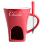 Red European Style Ceramic Chocolate & Cheese Melter Set - 200ml Mini Melting Mug & Fork