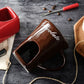Coffee European Style Ceramic Chocolate & Cheese Melter Set - 200ml Mini Melting Mug & Fork