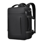 Black Expandable Travel Laptop Backpack with USB Charging Port - Waterproof Nylon Business Bag with 11cm Depth Extension (45x32cm)