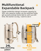 Pink Expandable Travel Laptop Backpack with USB Charging Port - Waterproof Nylon Business Bag with 11cm Depth Extension (45x32cm)
