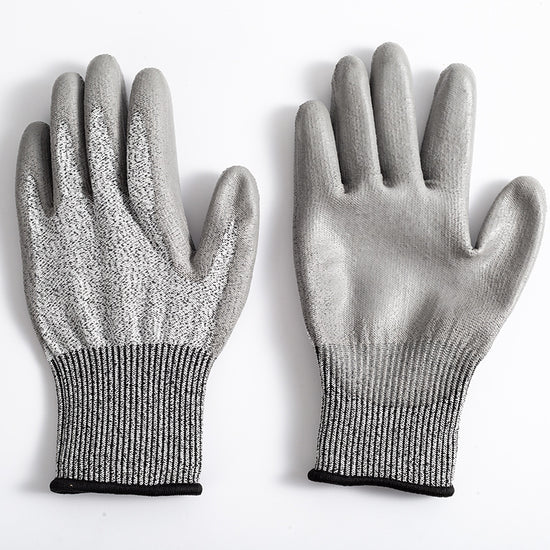 2-Pair Grey Level 5 Cut Resistant Work Glove - Anti-Abrasion & Anti-Puncture Protective Gloves (XL Size)
