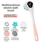 Pink Electric 360°Rotating Shower Brush with Long Handle for Back Scrubbing(43CM) - IPX7 Waterproof & Premium Silicone & PA Bristles