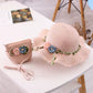 Pink Girls Summer Princess Straw Straw Hat and Matching Purse Set - Breathable Floral Wide Brim Sun Protection Sun Hat