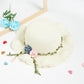 White Girls Summer Princess Straw Straw Hat and Matching Purse Set - Breathable Floral Wide Brim Sun Protection Sun Hat