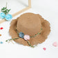 Khaki Girls Summer Princess Straw Straw Hat and Matching Purse Set - Breathable Floral Wide Brim Sun Protection Sun Hat