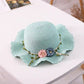 Green Girls Summer Princess Straw Straw Hat and Matching Purse Set - Breathable Floral Wide Brim Sun Protection Sun Hat
