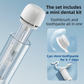 Blue Portable 2-in-1 Travel Toothbrush/Toothpaste Organizer & Mouthwash Cup - Lightweight and Durable Crystal Clear PC Material