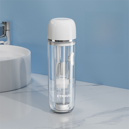 White Portable 2-in-1 Travel Toothbrush/Toothpaste Organizer & Mouthwash Cup - Lightweight and Durable Crystal Clear PC Material