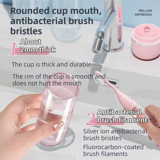 White Portable 2-in-1 Travel Toothbrush/Toothpaste Organizer & Mouthwash Cup - Lightweight and Durable Crystal Clear PC Material