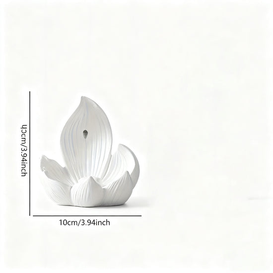 White Zen Lotus Waterfall Backflow Aroma Diffuser - Premium Elegant Resin Craft for Meditation & Yoga, 10cm Compact Design