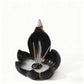 White Zen Lotus Waterfall Backflow Aroma Diffuser - Premium Elegant Resin Craft for Meditation & Yoga, 10cm Compact Design