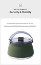 Black 1L Portable Collapsible Camping Kettle - Food-Grade Silicone Body with 304 Stainless Steel Base, Compatible with Induction & Gas Stoves