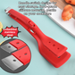 2-in-1 Grey Silicone Spatula Tongs with Locking Clip & Oil Drainage - Non-Stick Heat Resistant Food Flipper & Kitchen Clamp