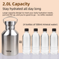 2L Large Capacity Outdoor Sports Adventure Water Bottle - Food-Grade 304 Stainless Steel with Portable Handle & 7cm Wide Mouth
