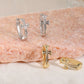 1-Pair Gold Sparkling Iced Out Rhinestone Cross Hoop Earrings - Punk Elegance Ear Buckle for Women
