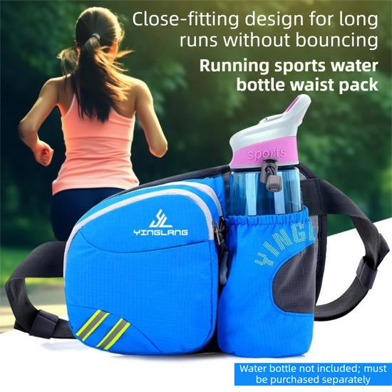 Green Lightweight Running Waist Pack with Stable Bottle Holder - Multi-Functional Nylon Sports Fanny Pack for Marathon, Hiking, Cycling & Climbing