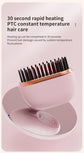 Black Cordless Portable Hair Straightening & Curling Brush - Plant Protein Coating for Hair Protection, 30s Fast Heating & Dual Anti-Scald