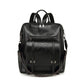 Black Retro Soft PU Leather Backpack for Women - Water-Resistant Large Capacity Travel Rucksack with Dual Detachable Straps