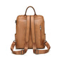 Black Retro Soft PU Leather Backpack for Women - Water-Resistant Large Capacity Travel Rucksack with Dual Detachable Straps