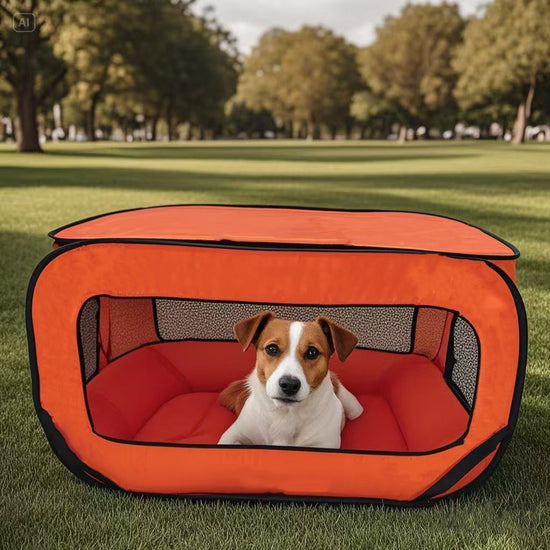 Green Instant Pop-Up Foldable 4-Sided Pet Playpen & Car Crate - Breathable Scratch-Resistant Travel Kennel for Dogs & Cats (Open 92 x 52 x 52 CM , Folded 34 x 34 x 3 CM)