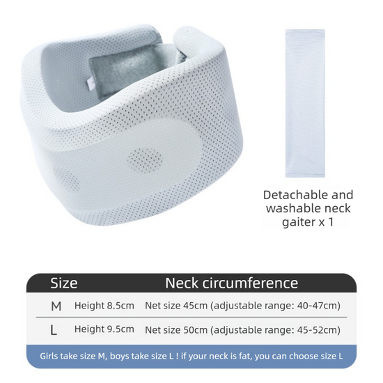Light Blue Adjustable Cooling Jelly Core Neck Brace with Washable Cover - 3D Hollow Cervical Collar for Posture & Forward Head Correction (M Size)