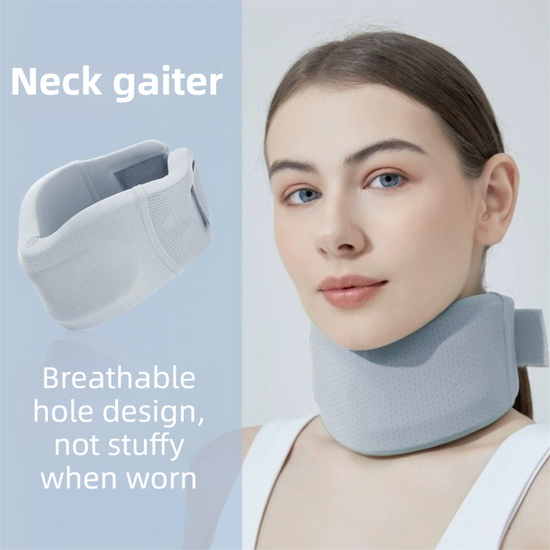 Light Blue Adjustable Cooling Jelly Core Neck Brace with Washable Cover - 3D Hollow Cervical Collar for Posture & Forward Head Correction (M Size)